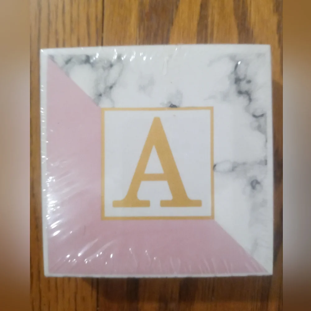Marbled Letter Ceramic Coaster Set - Four (4) Packs